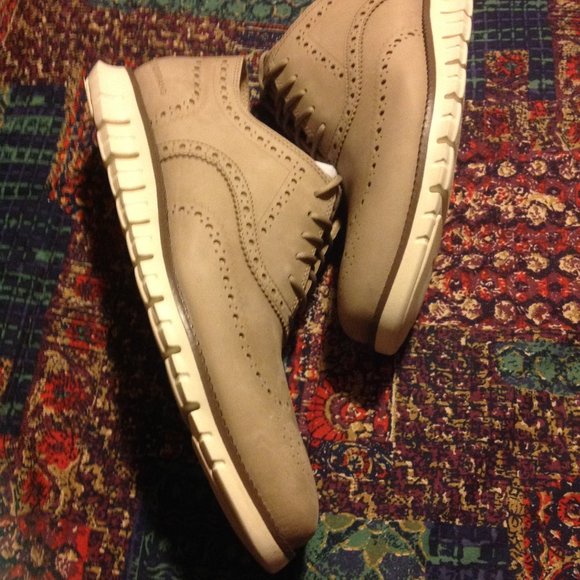 Cole Haan Men\'s ZeroGrand Beige Nubuck Leather Wingtip Oxfords-11.5M- New in Box main image 7
